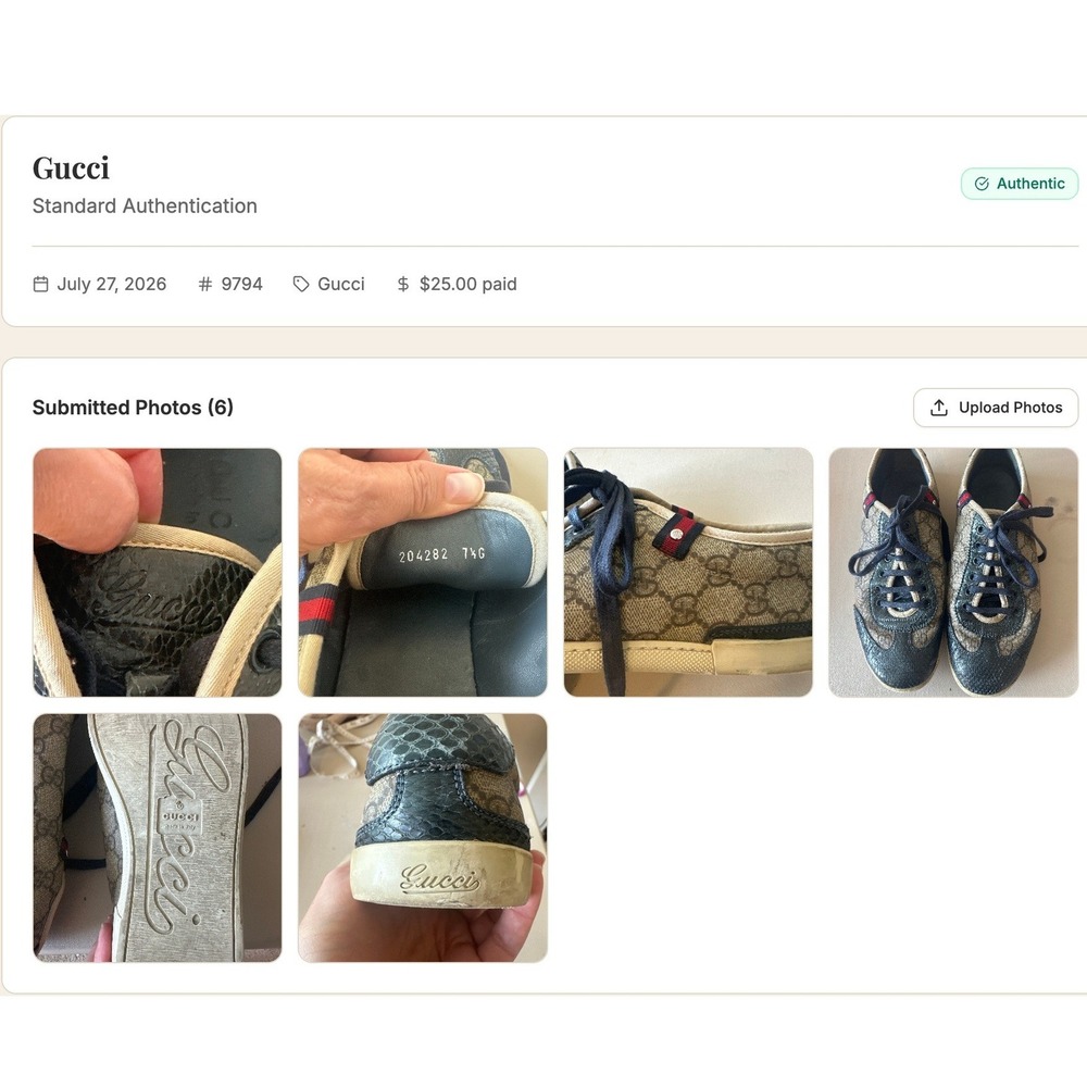 Gucci GG Supreme Python Embossed Low Top Sneakers Web Stripe Men's 7.5G - Picture 14 of 14